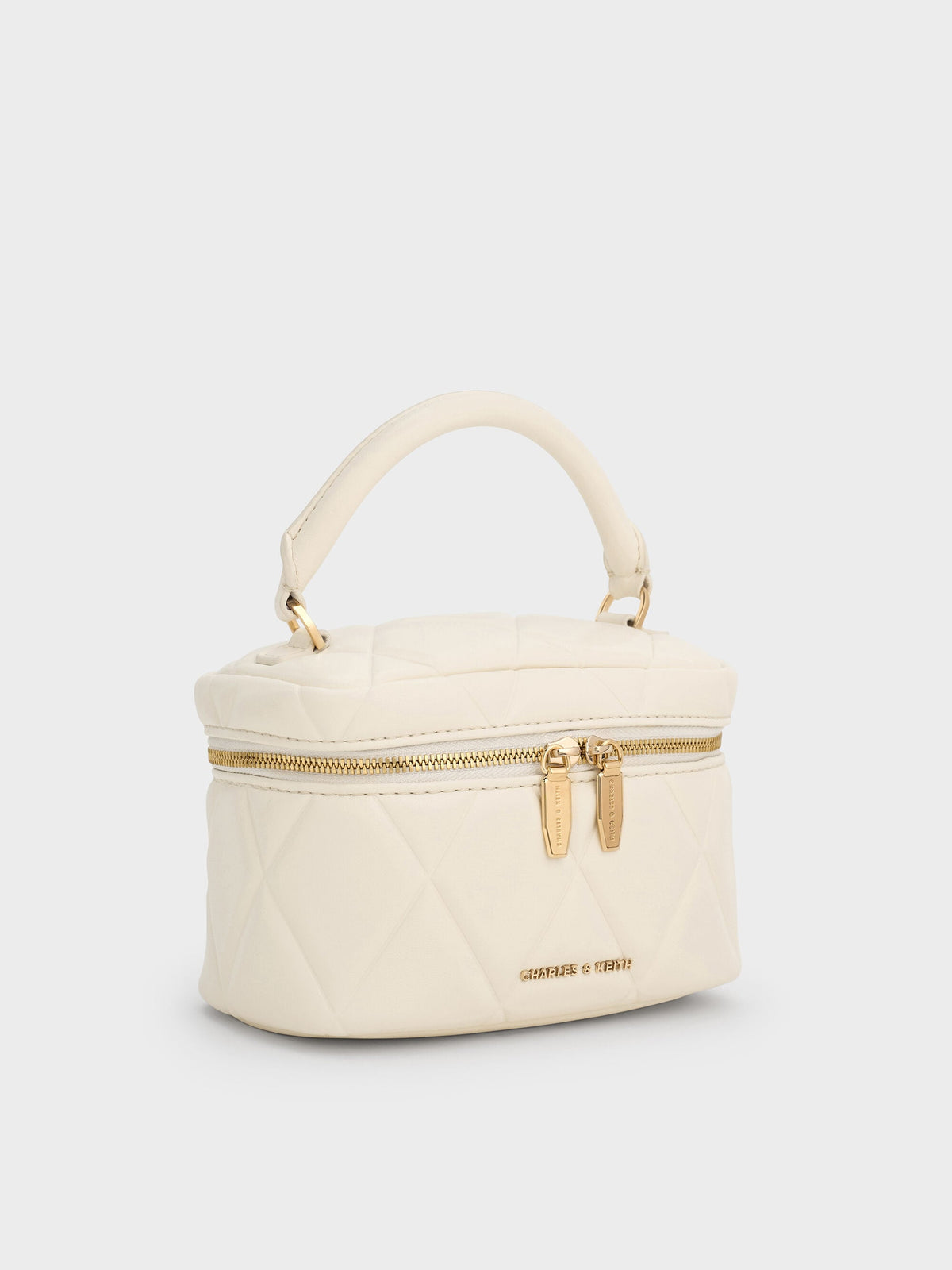 CHARLES & KEITH New | Arwen Quilted Top Handle Vanity Bag - Cream