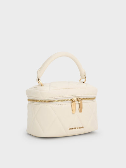 CHARLES & KEITH New | Arwen Quilted Top Handle Vanity Bag - Cream