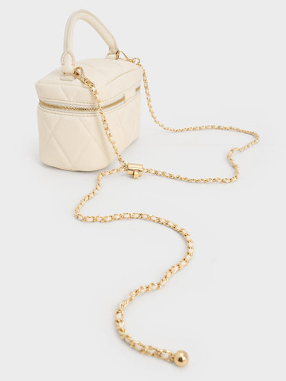 CHARLES & KEITH New | Arwen Quilted Top Handle Vanity Bag - Cream