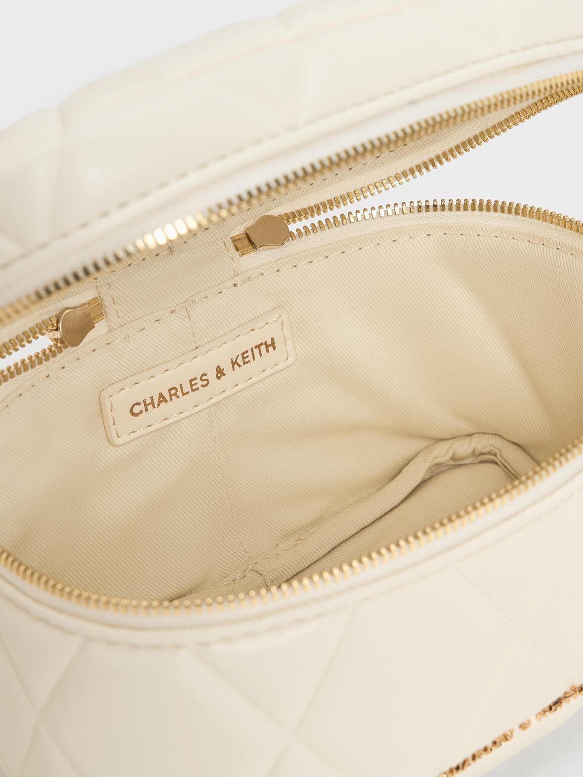 CHARLES & KEITH New | Arwen Quilted Top Handle Vanity Bag - Cream