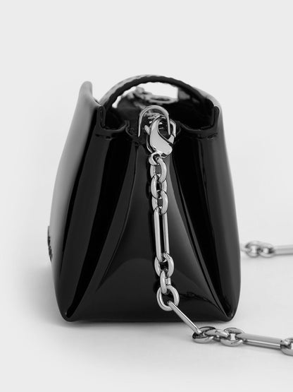 CHARLES & KEITH Signature | Bosie Patent Micro Bag - Noir