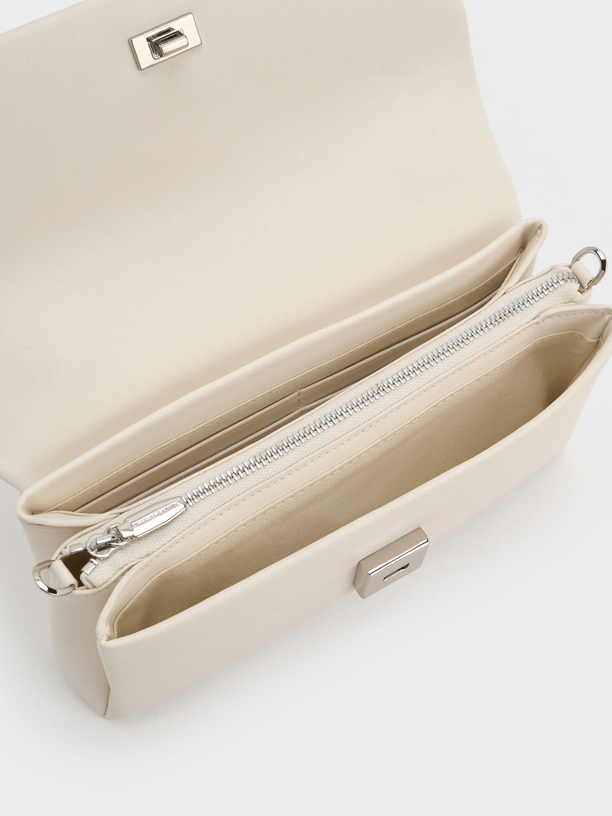 CHARLES & KEITH Smart Buy | Hazel Bow Wallet On Chain - Cream
