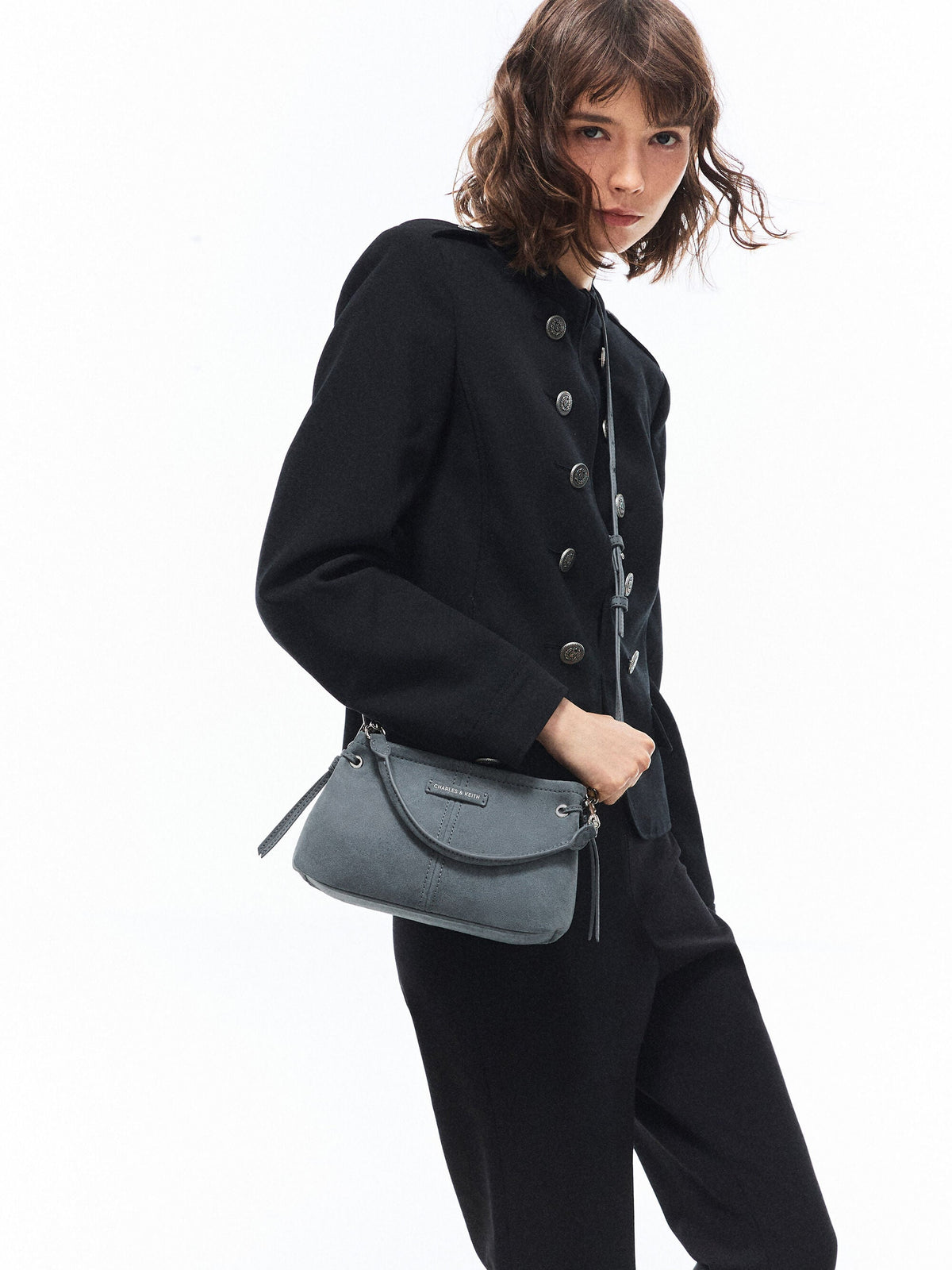 CHARLES & KEITH Best Seller | Noane Top Handle Bag - Smoky Blue