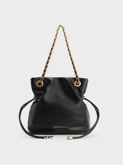 CHARLES & KEITH Featured | Arya Braided-Chain Crossbody Bag - Black