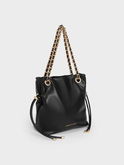 CHARLES & KEITH Featured | Arya Braided-Chain Crossbody Bag - Black
