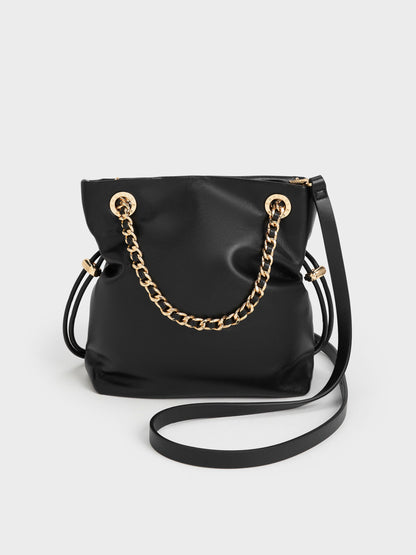 CHARLES & KEITH Featured | Arya Braided-Chain Crossbody Bag - Black