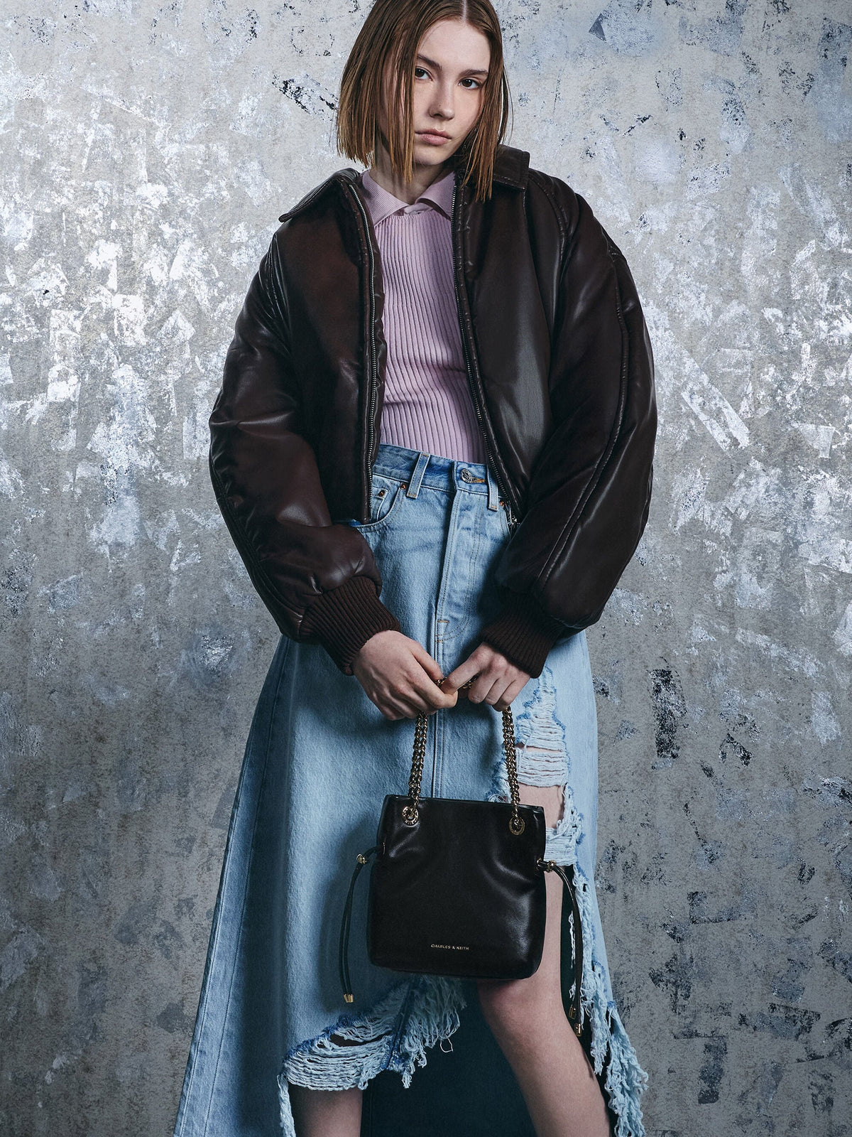 CHARLES & KEITH Featured | Arya Braided-Chain Crossbody Bag - Black