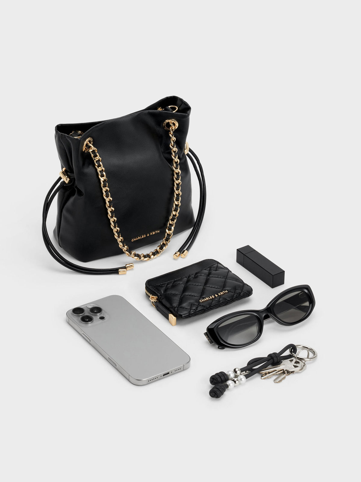 CHARLES & KEITH Featured | Arya Braided-Chain Crossbody Bag - Black