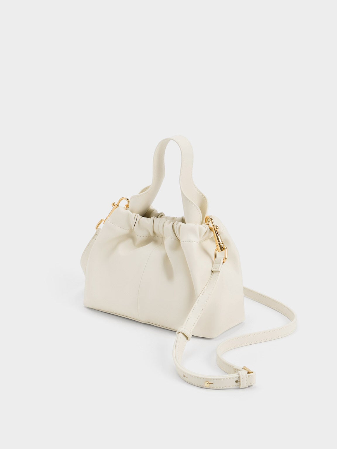 CHARLES & KEITH Quality | Ally Ruched Chain-Handle Bag - Cream