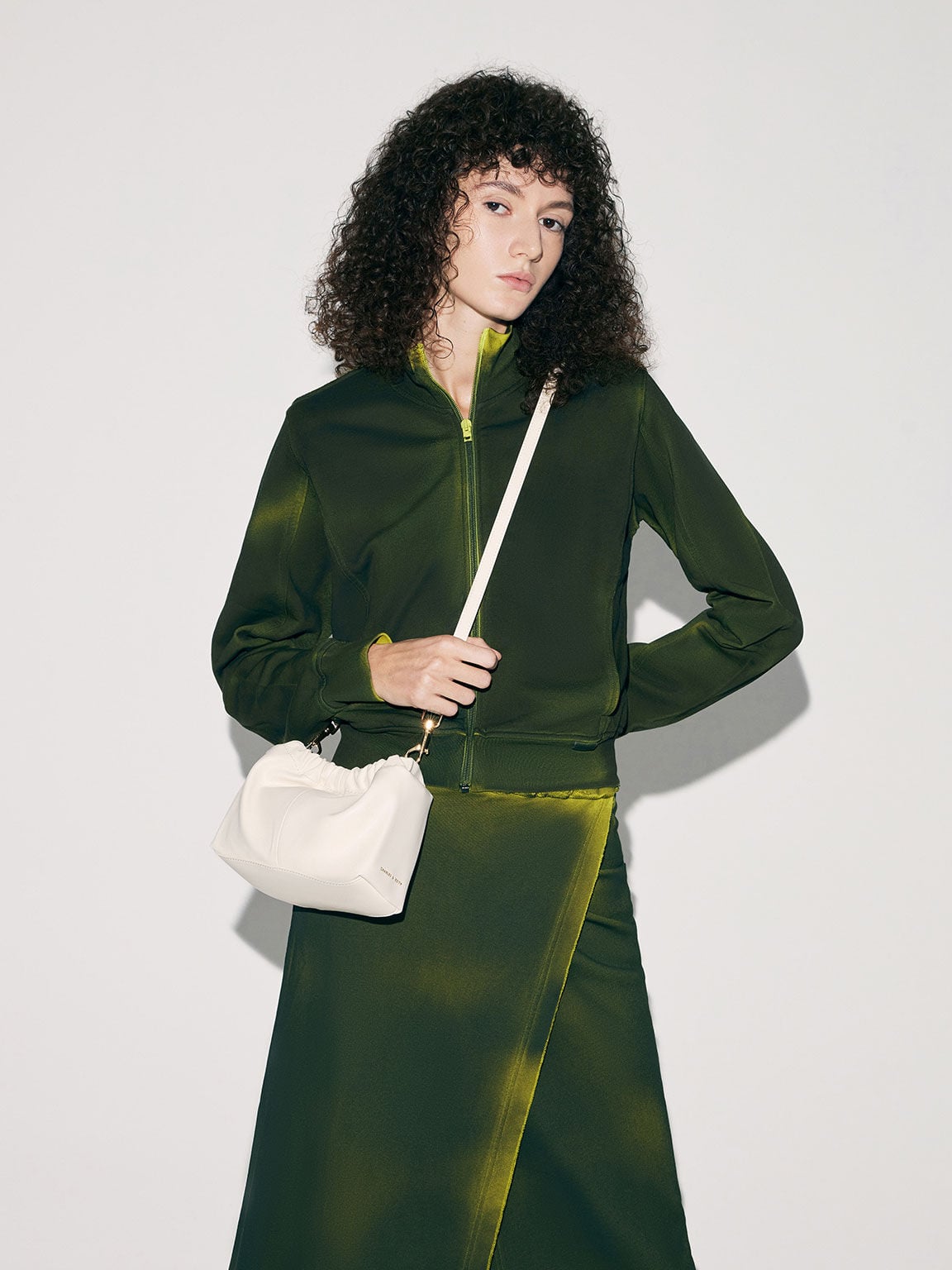 CHARLES & KEITH Quality | Ally Ruched Chain-Handle Bag - Cream