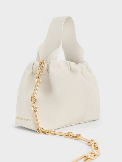 CHARLES & KEITH Quality | Ally Ruched Chain-Handle Bag - Cream