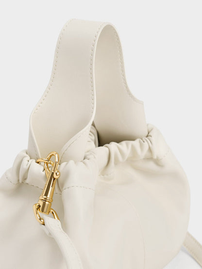 CHARLES & KEITH Quality | Ally Ruched Chain-Handle Bag - Cream