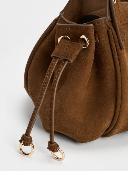 CHARLES & KEITH Great Value | Mini Lillith Drawstring Bucket Bag - Pecan Brown