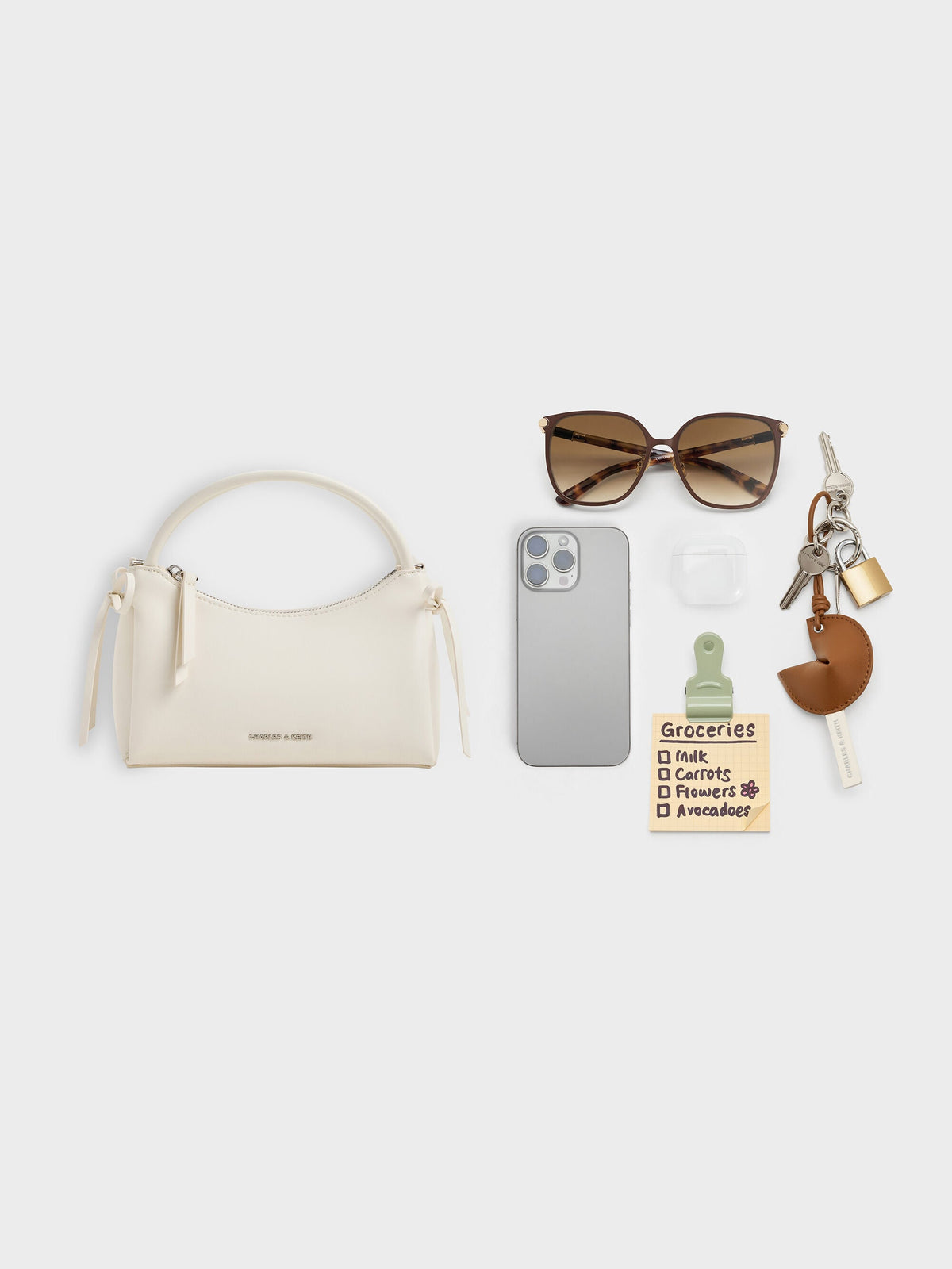 CHARLES & KEITH Sale | Hazel Bow Top Handle Bag - Cream