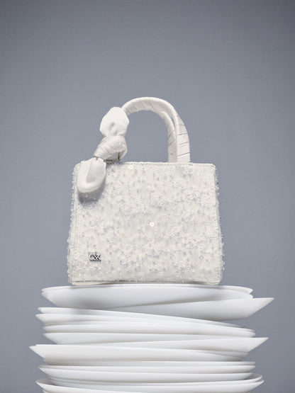 CHARLES & KEITH Premium | Albany Embroidered-Mesh Beaded Mini Bag - White