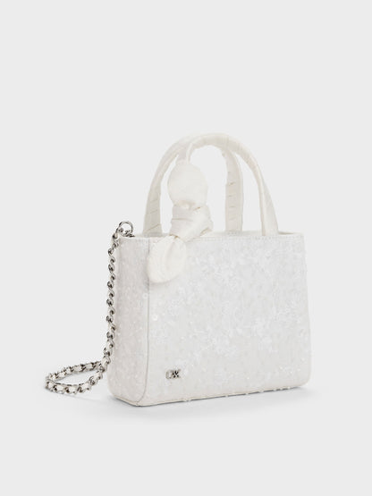 CHARLES & KEITH Premium | Albany Embroidered-Mesh Beaded Mini Bag - White