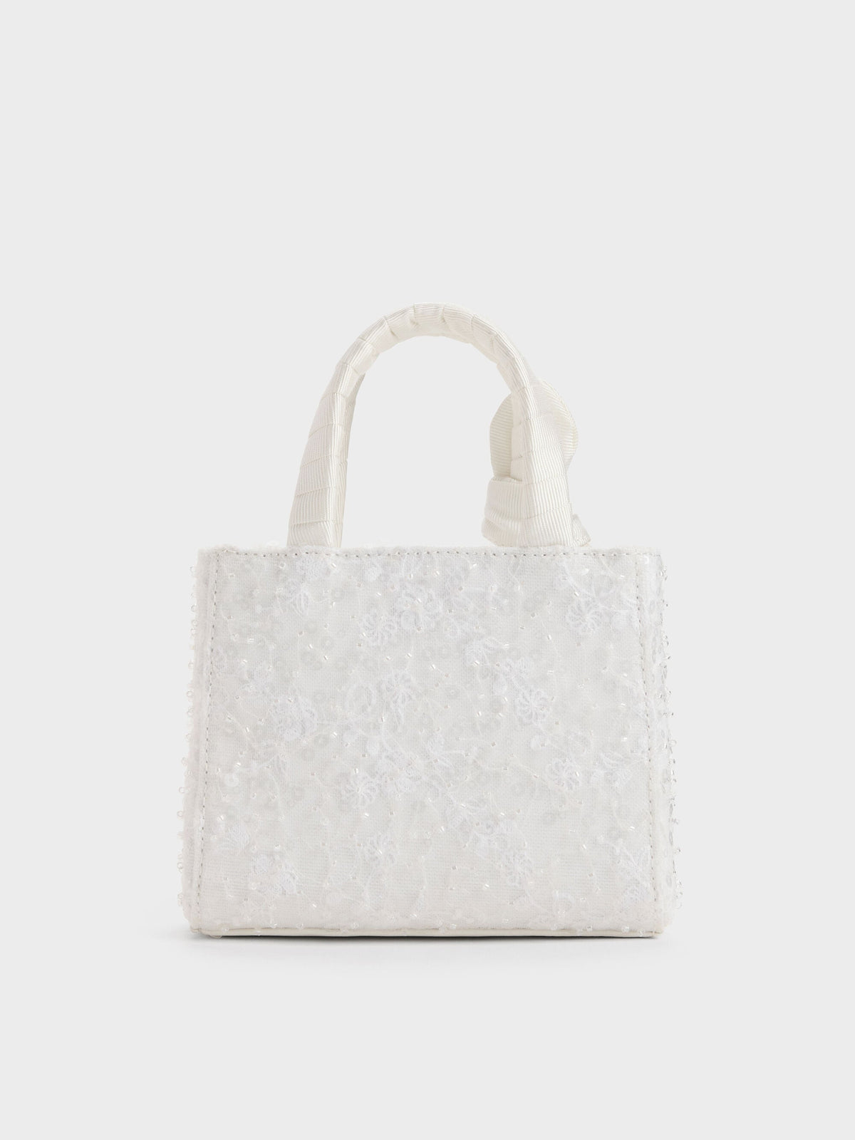 CHARLES & KEITH Premium | Albany Embroidered-Mesh Beaded Mini Bag - White