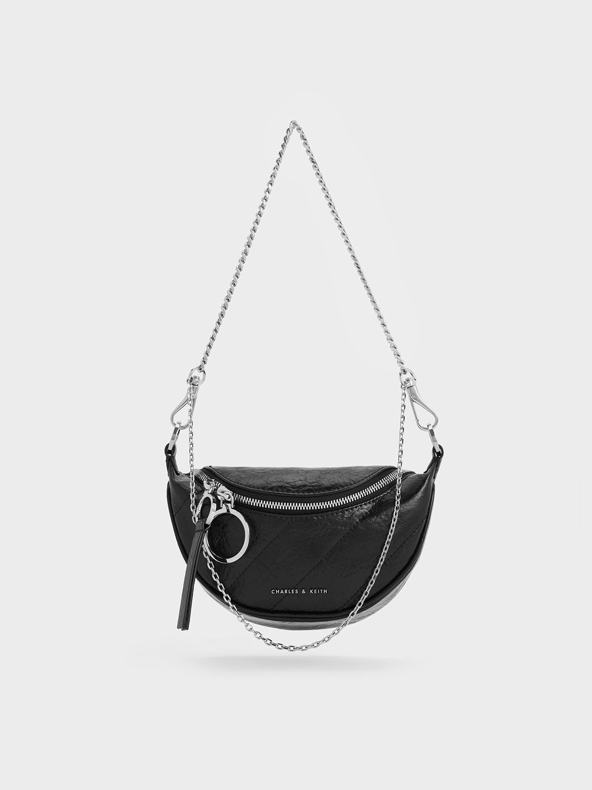 CHARLES & KEITH Trending | Philomena Half-Moon Crossbody Bag - Noir