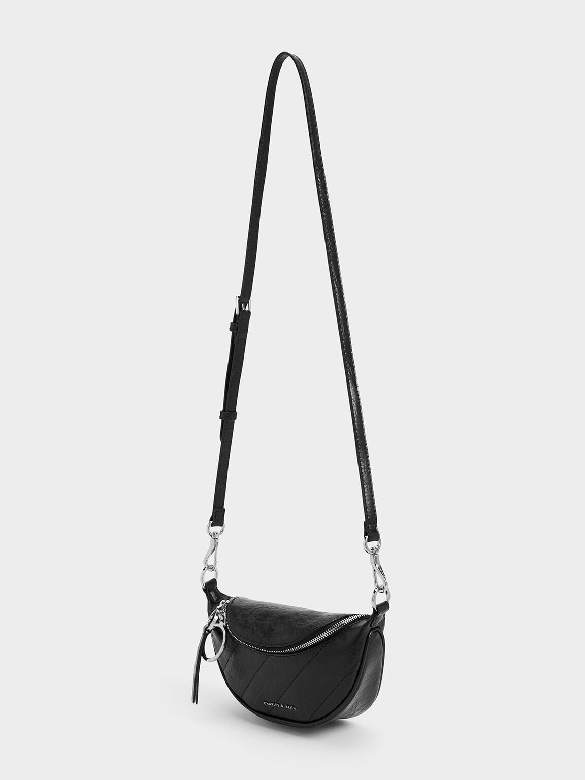 CHARLES & KEITH Trending | Philomena Half-Moon Crossbody Bag - Noir