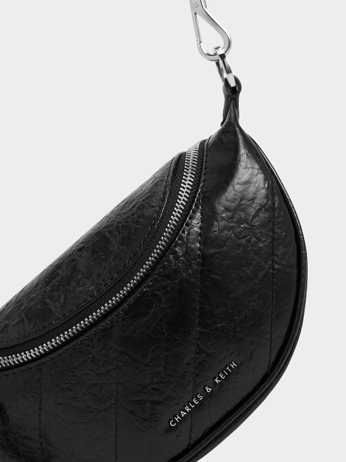 CHARLES & KEITH Trending | Philomena Half-Moon Crossbody Bag - Noir