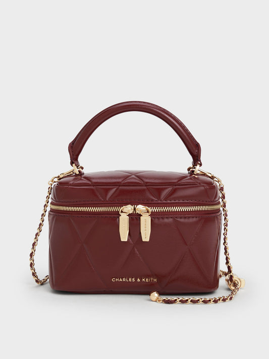 CHARLES & KEITH Special Offer | Arwen Quilted Vanity Bag - Burgundy