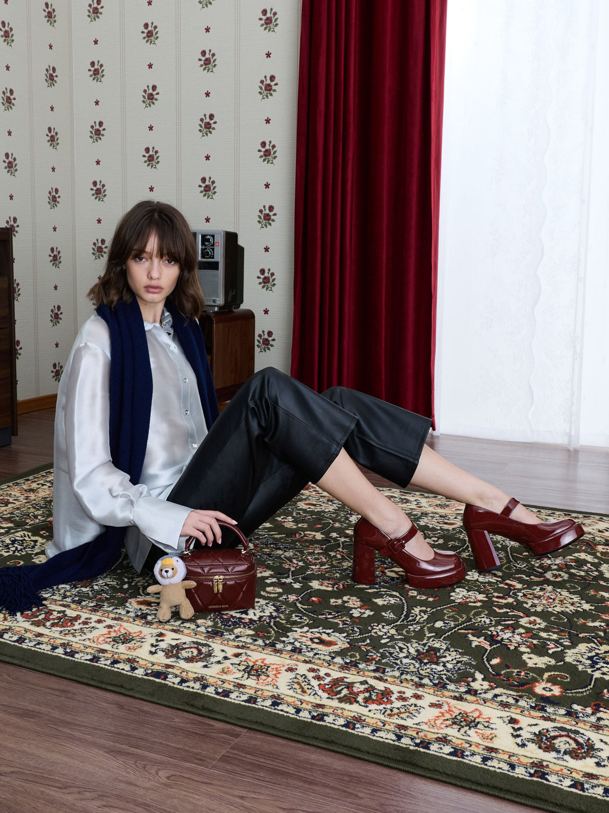 CHARLES & KEITH Special Offer | Arwen Quilted Vanity Bag - Burgundy