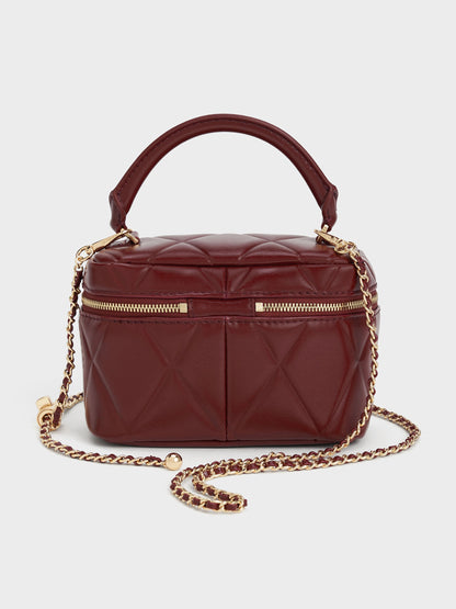 CHARLES & KEITH Special Offer | Arwen Quilted Vanity Bag - Burgundy