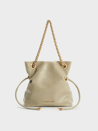 CHARLES & KEITH Discount | Arya Braided-Chain Crossbody Bag - Pale Olive