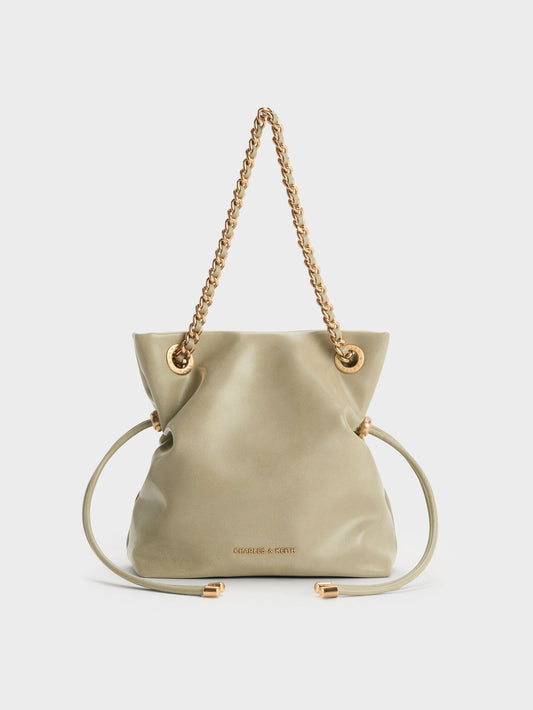CHARLES & KEITH Discount | Arya Braided-Chain Crossbody Bag - Pale Olive