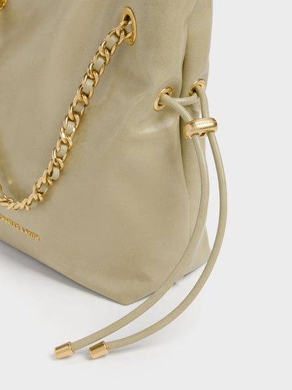 CHARLES & KEITH Discount | Arya Braided-Chain Crossbody Bag - Pale Olive