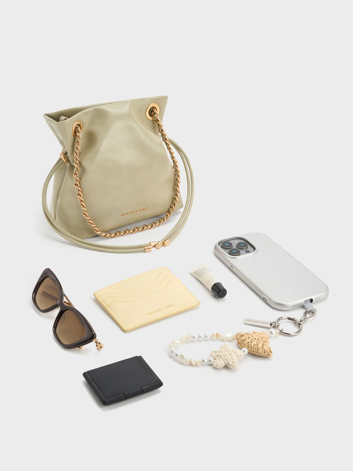 CHARLES & KEITH Discount | Arya Braided-Chain Crossbody Bag - Pale Olive