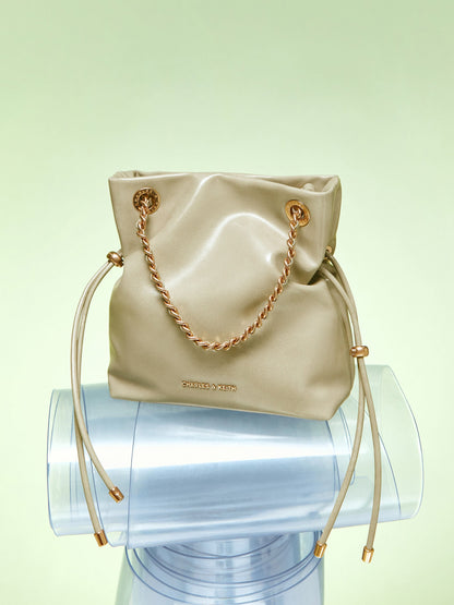 CHARLES & KEITH Discount | Arya Braided-Chain Crossbody Bag - Pale Olive