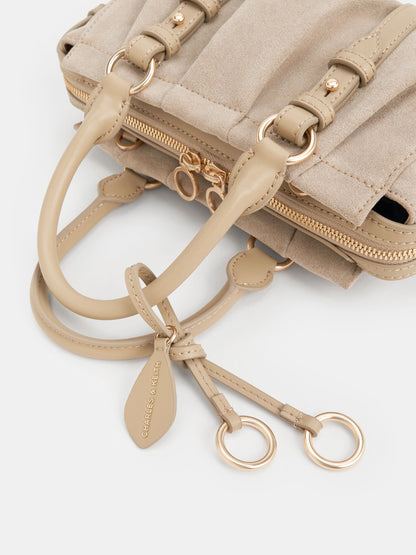 CHARLES & KEITH Latest | Britton Top Handle Tote Bag - Nutmeg Beige