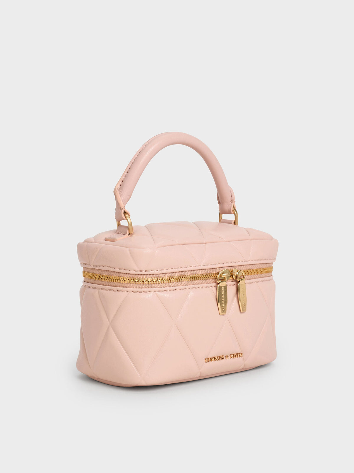 CHARLES & KEITH Top Pick | Arwen Quilted Top Handle Vanity Bag - Light Pink