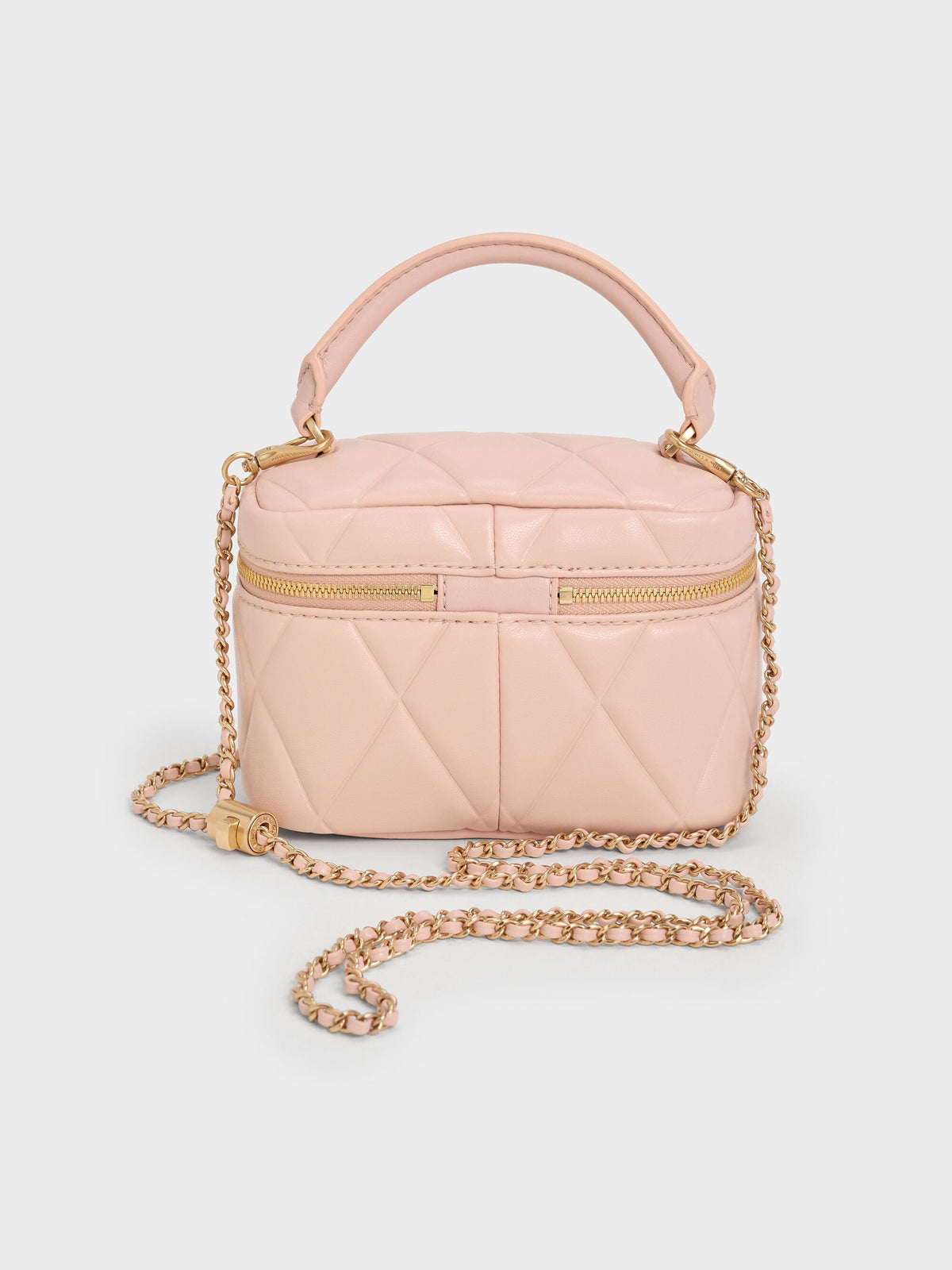 CHARLES & KEITH Top Pick | Arwen Quilted Top Handle Vanity Bag - Light Pink