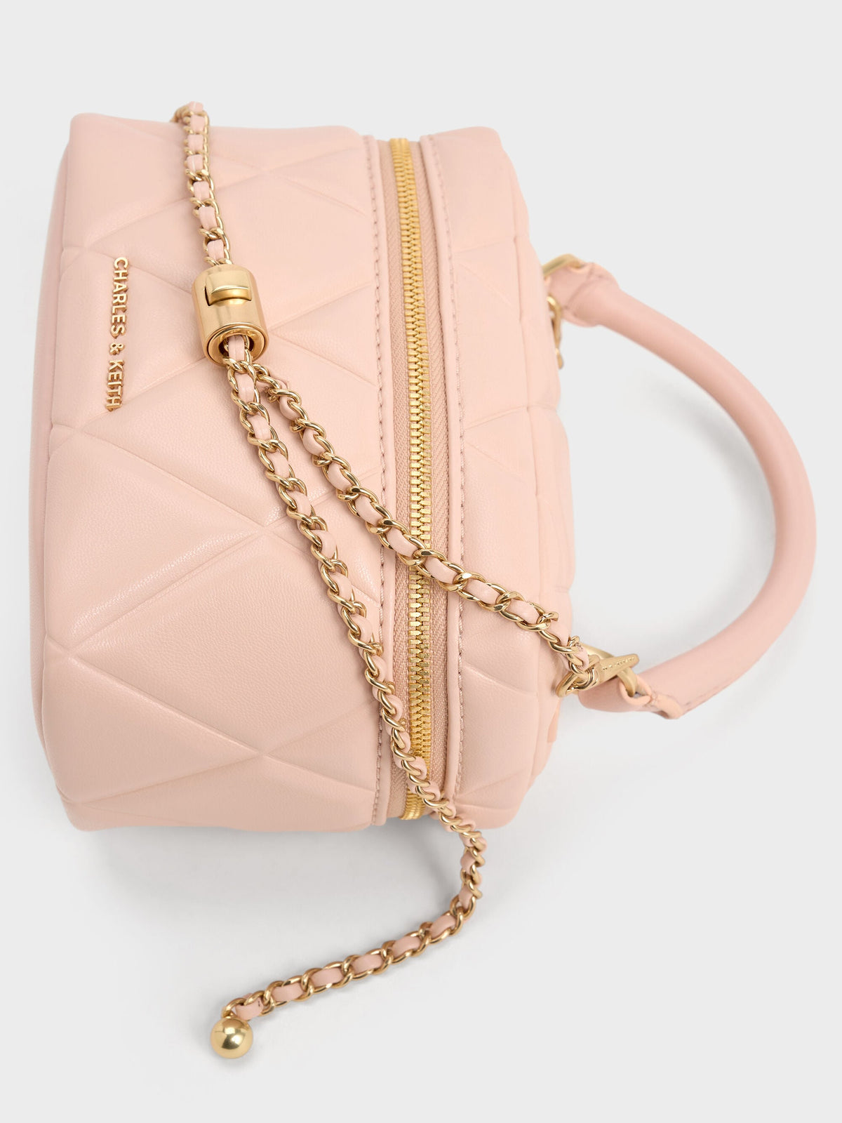 CHARLES & KEITH Top Pick | Arwen Quilted Top Handle Vanity Bag - Light Pink