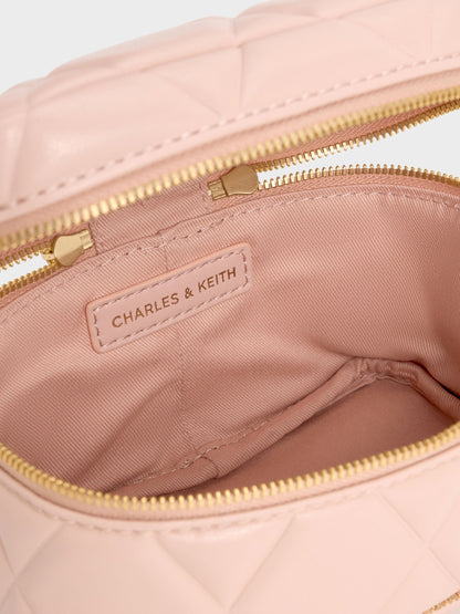 CHARLES & KEITH Top Pick | Arwen Quilted Top Handle Vanity Bag - Light Pink