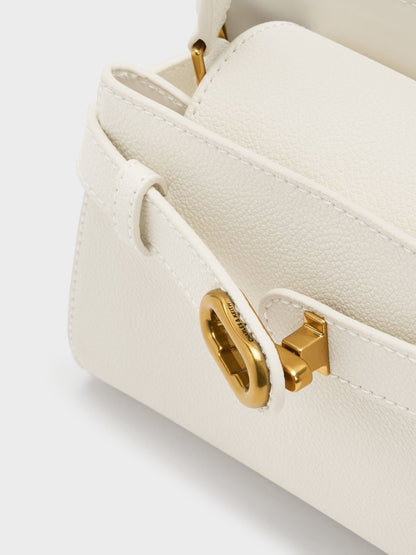 CHARLES & KEITH Classic | Aubrielle Belted Top Handle Bag - Cream