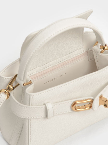 CHARLES & KEITH Classic | Aubrielle Belted Top Handle Bag - Cream