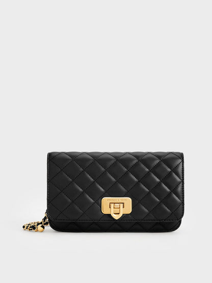 CHARLES & KEITH Best Price | Cressida Quilted Push-Lock Clutch - Black