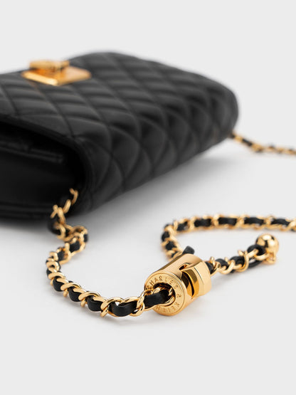 CHARLES & KEITH Best Price | Cressida Quilted Push-Lock Clutch - Black