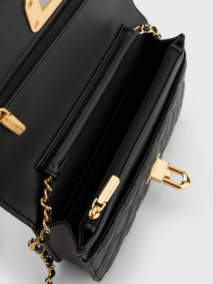CHARLES & KEITH Best Price | Cressida Quilted Push-Lock Clutch - Black