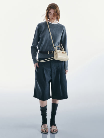 CHARLES & KEITH Popular | Aubrielle Croc-Effect Belted Top Handle Bag - Ivory