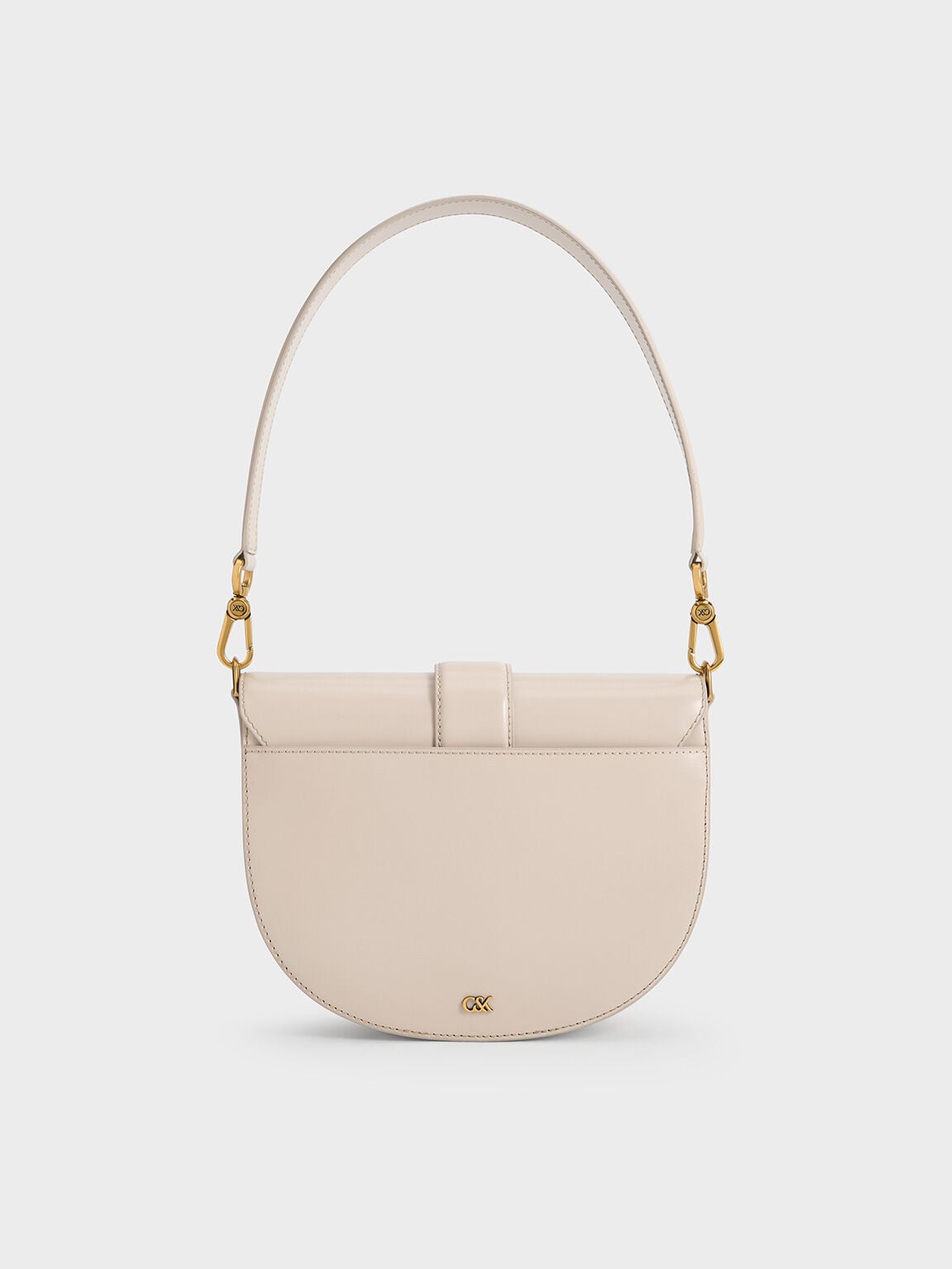 CHARLES & KEITH Premium | Gabine Leather Saddle Bag - Oat