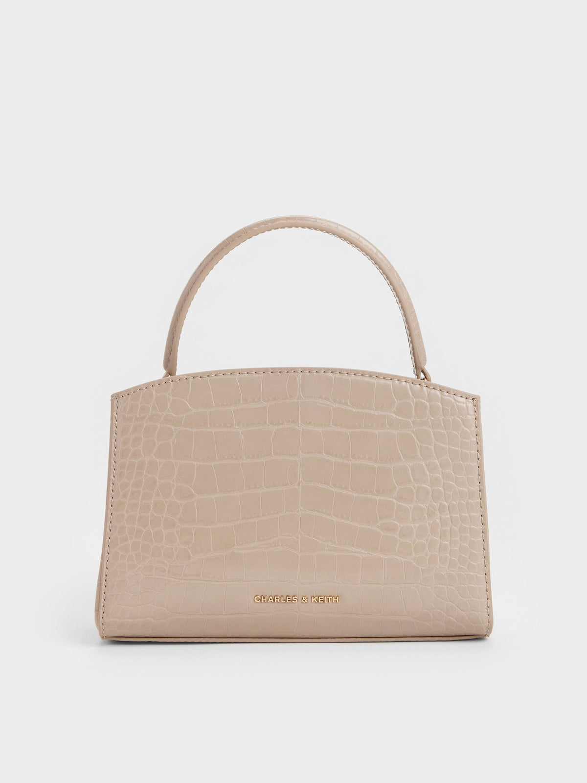 CHARLES & KEITH Value | Aubrielle Croc-Effect Belted Top Handle Bag - Taupe