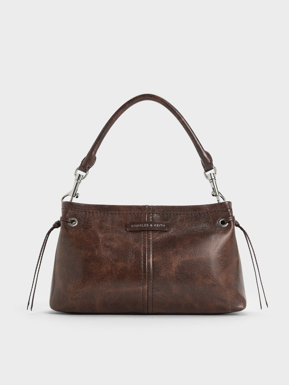 CHARLES & KEITH Essential | Noane Top Handle Bag - Distressed Coffee