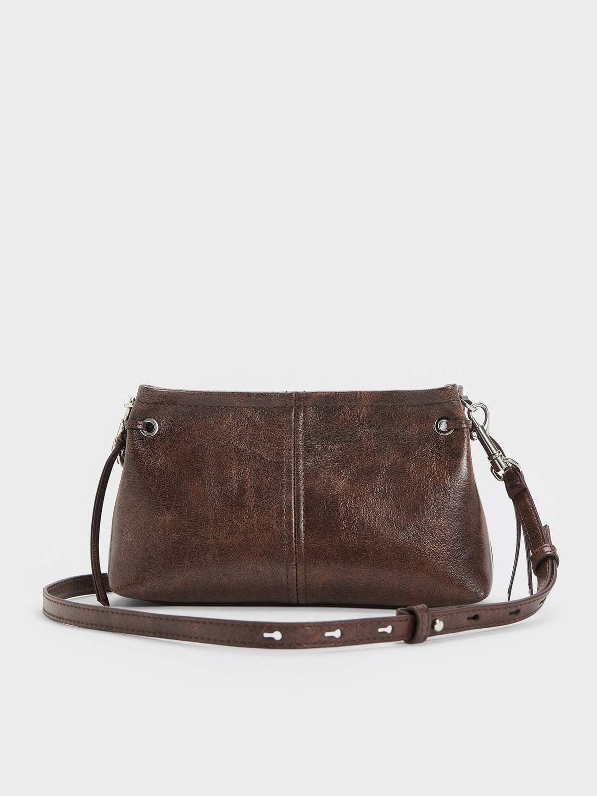 CHARLES & KEITH Essential | Noane Top Handle Bag - Distressed Coffee