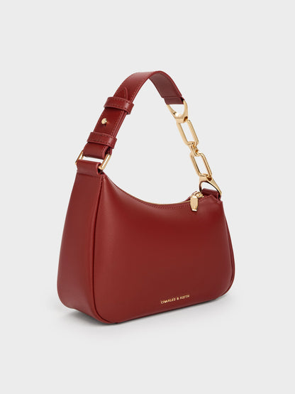 CHARLES & KEITH Value | Mini Agatha Chain-Strap Shoulder Bag - Burgundy