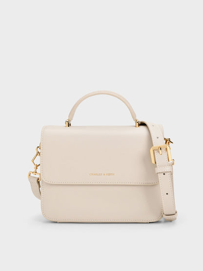 CHARLES & KEITH Special Offer | Octavia Front Flap Top Handle Bag - Ivory