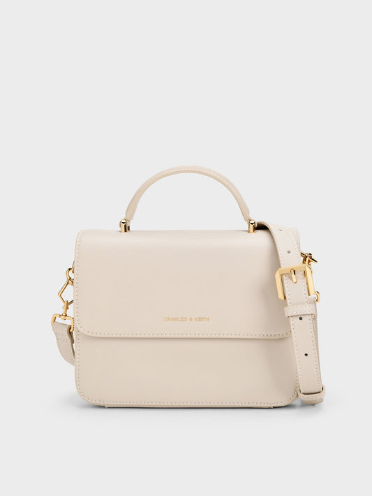 CHARLES & KEITH Special Offer | Octavia Front Flap Top Handle Bag - Ivory